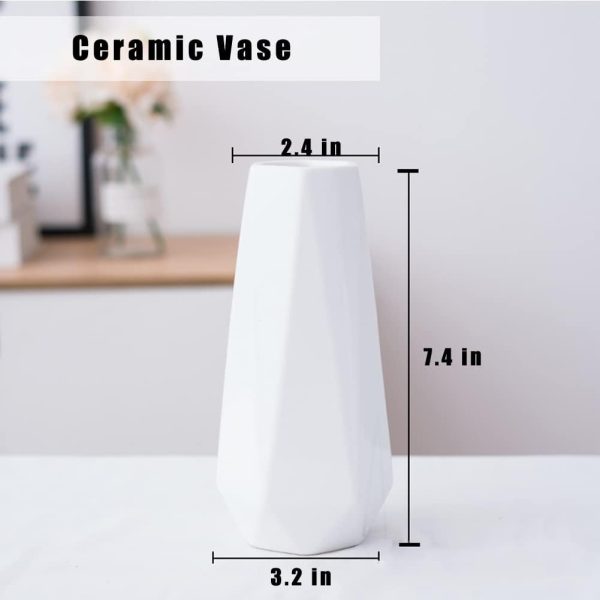 Ceramic Vase, 7.4 Inch for Pampas Calla Lily Tulip, Flower Vase Minimalism Style for Modern Table Shelf Home Decor, Fit for Housewarming, Weddings, Birthday, Christmas, Thanksgiving, New Year - Image 3