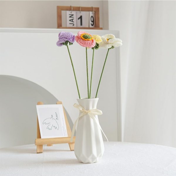 Origami Ceramic Vase with Ribbon, 7.9" H, Artistic Design Flower Vase Geometrical Style for Modern Home Decoration - Image 2