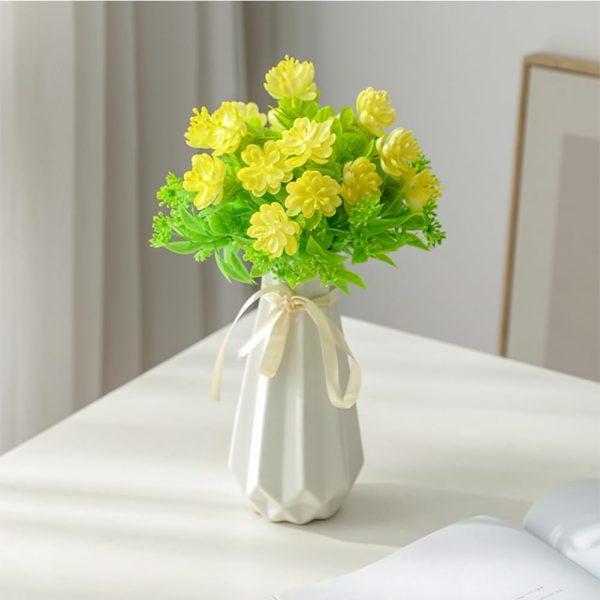 Origami Ceramic Vase with Ribbon, 7.9" H, Artistic Design Flower Vase Geometrical Style for Modern Home Decoration - Image 5