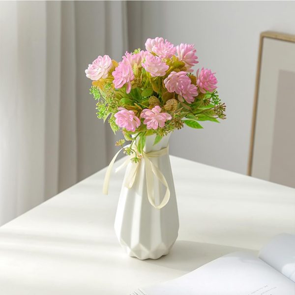 Origami Ceramic Vase with Ribbon, 7.9" H, Artistic Design Flower Vase Geometrical Style for Modern Home Decoration - Image 6
