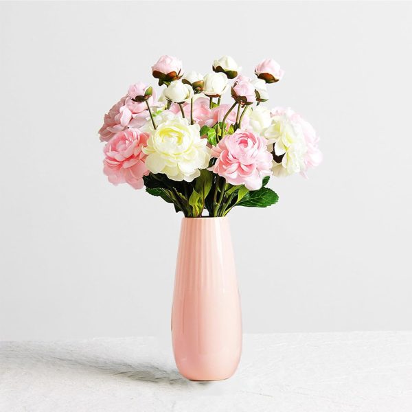 White Ceramic Vase, 7.5 Inch Flower Vase with Vertical Stripes for Pampas Calla Lily Tulip, Minimalism Modern Style for Housewarming, Weddings, Birthday, Christmas, Thanksgiving, New Year - Image 8
