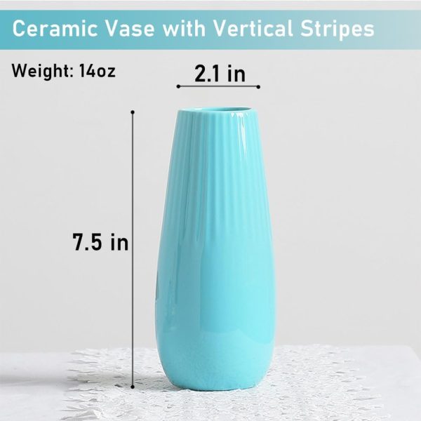 White Ceramic Vase, 7.5 Inch Flower Vase with Vertical Stripes for Pampas Calla Lily Tulip, Minimalism Modern Style for Housewarming, Weddings, Birthday, Christmas, Thanksgiving, New Year - Image 11