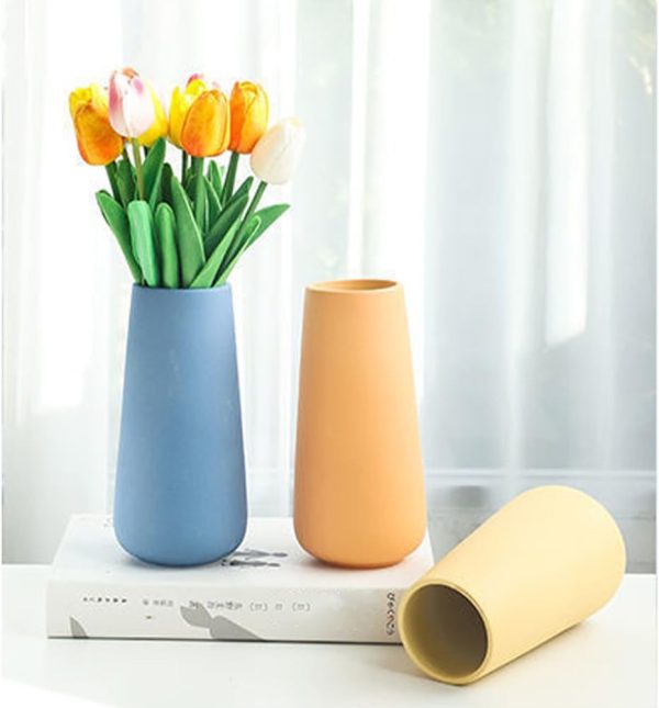 Yellow Ceramic Vase, 7.7" H, Minimalist Modern Home Decoration, Matte Design for Fireplace Bedroom Kitchen Living Room Centerpieces Office Desk, Fit for Holding Dried Flowers, Fresh Flowers - Image 3