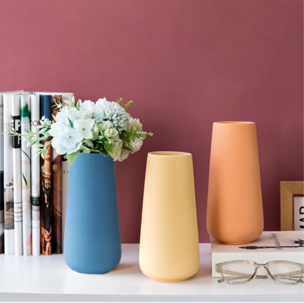Yellow Ceramic Vase, 7.7" H, Minimalist Modern Home Decoration, Matte Design for Fireplace Bedroom Kitchen Living Room Centerpieces Office Desk, Fit for Holding Dried Flowers, Fresh Flowers - Image 4