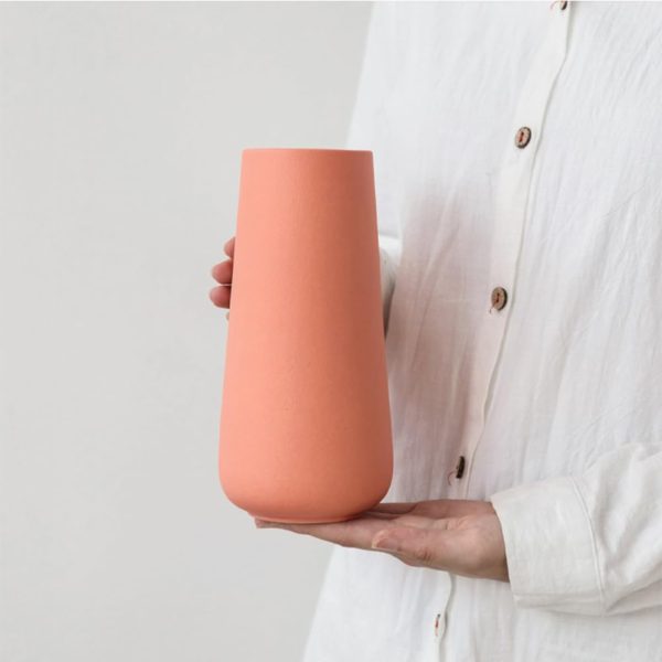Yellow Ceramic Vase, 7.7" H, Minimalist Modern Home Decoration, Matte Design for Fireplace Bedroom Kitchen Living Room Centerpieces Office Desk, Fit for Holding Dried Flowers, Fresh Flowers - Image 5
