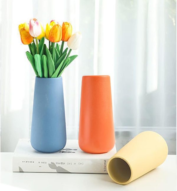 Yellow Ceramic Vase, 7.7" H, Minimalist Modern Home Decoration, Matte Design for Fireplace Bedroom Kitchen Living Room Centerpieces Office Desk, Fit for Holding Dried Flowers, Fresh Flowers - Image 13