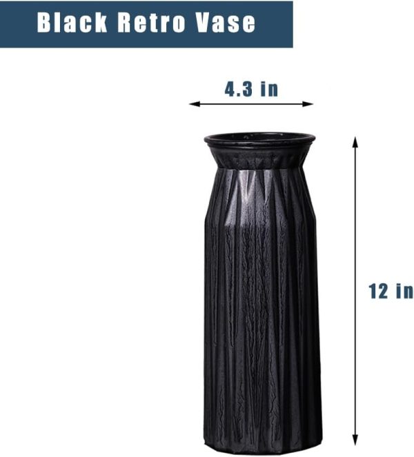 Black Antique Vase, 12 Inches Elegant Vintage Glass Vase Rustic European Unique Chic Style for Tabletop, Kitchen, Office, Living Room Decoration - Image 3