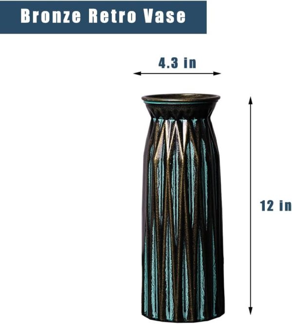 Black Antique Vase, 12 Inches Elegant Vintage Glass Vase Rustic European Unique Chic Style for Tabletop, Kitchen, Office, Living Room Decoration - Image 9