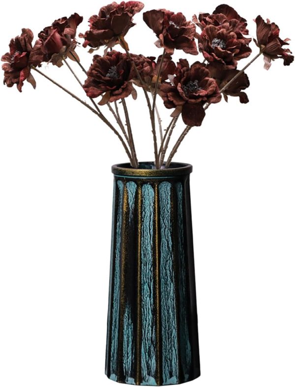 Bronze Vintage Vase, 10 Inches Antique Glass Vase Rustic European Unique Chic Style for Tabletop, Kitchen, Office, Living Room Decoration